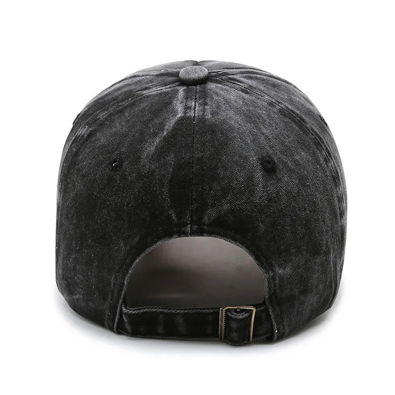 Korean Washed Letter Shabby Denim Baseball Cap
