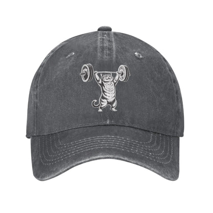 Strong Cat Weightlifting Gym Baseball Cap