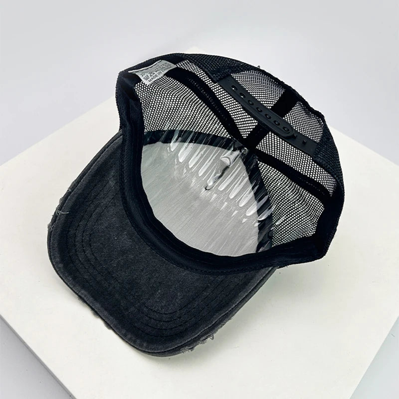 Color Block Distressed Mesh Baseball Cap