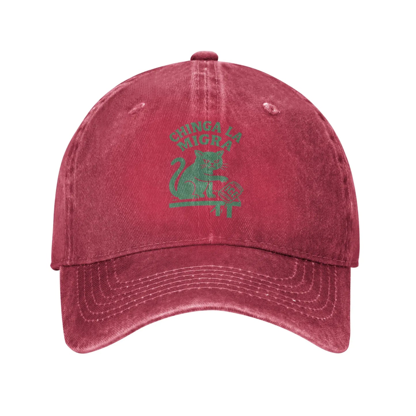 Vintage Distressed Chinga-La-Migra Cat Baseball Cap