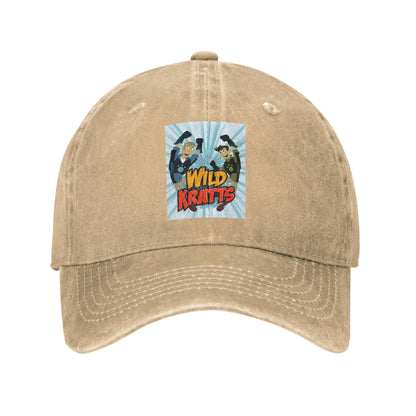 Wild Kratts Pattern Washed Denim Baseball Cap
