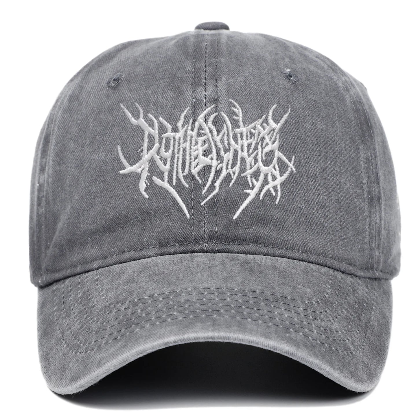 Goth Rock Embroidered Washed Baseball Cap