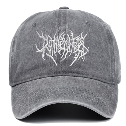 Goth Rock Embroidered Washed Baseball Cap