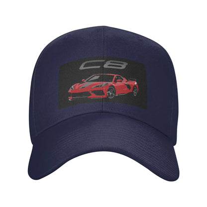 Red Chevy Corvette C8 Baseball Cap