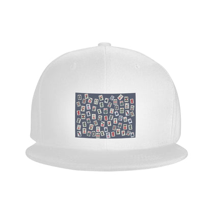 Blue Mahjong Tile Game Pattern Snapback Cap
