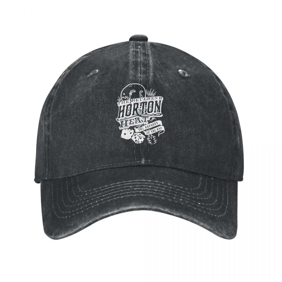 Vintage Distressed Reverend Horton Heat Denim Baseball Cap