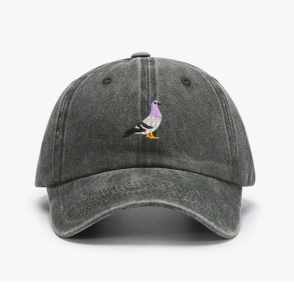 Embroidered Pigeon Vintage Washed Spring Baseball Cap
