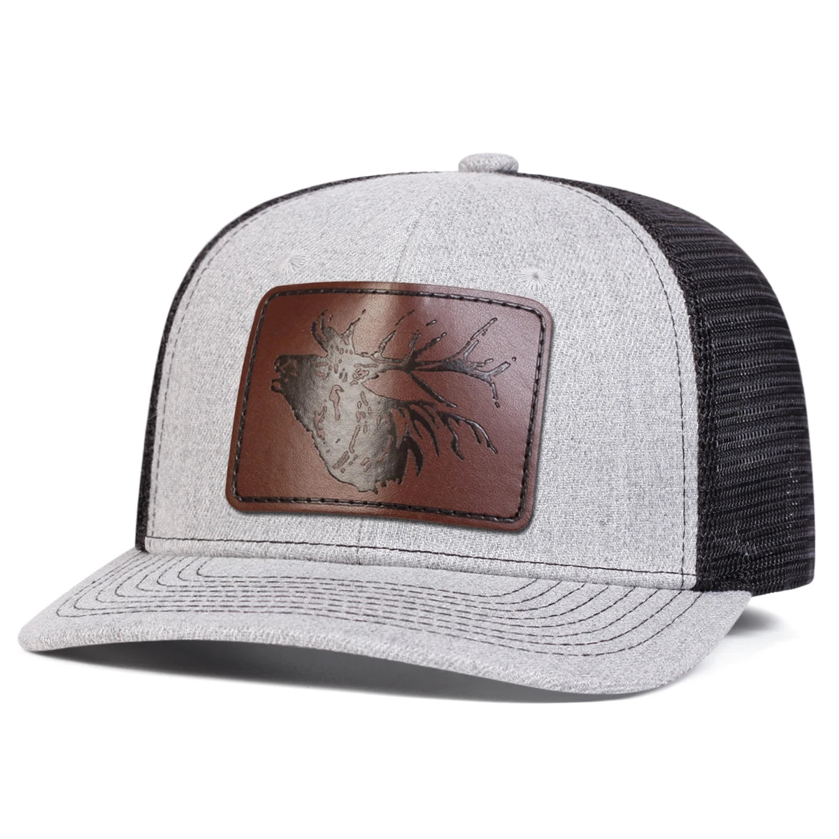 Unisex Deer Head Leather Label Baseball Net Caps