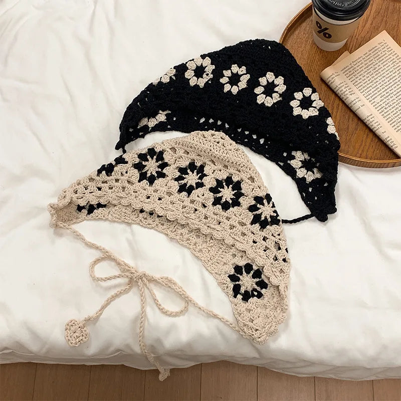 Handmade Floral Lace Crochet Y2K Bucket Hat