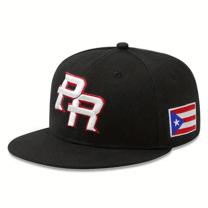 PR Side Flag Embroidered Flat Snapback Cap