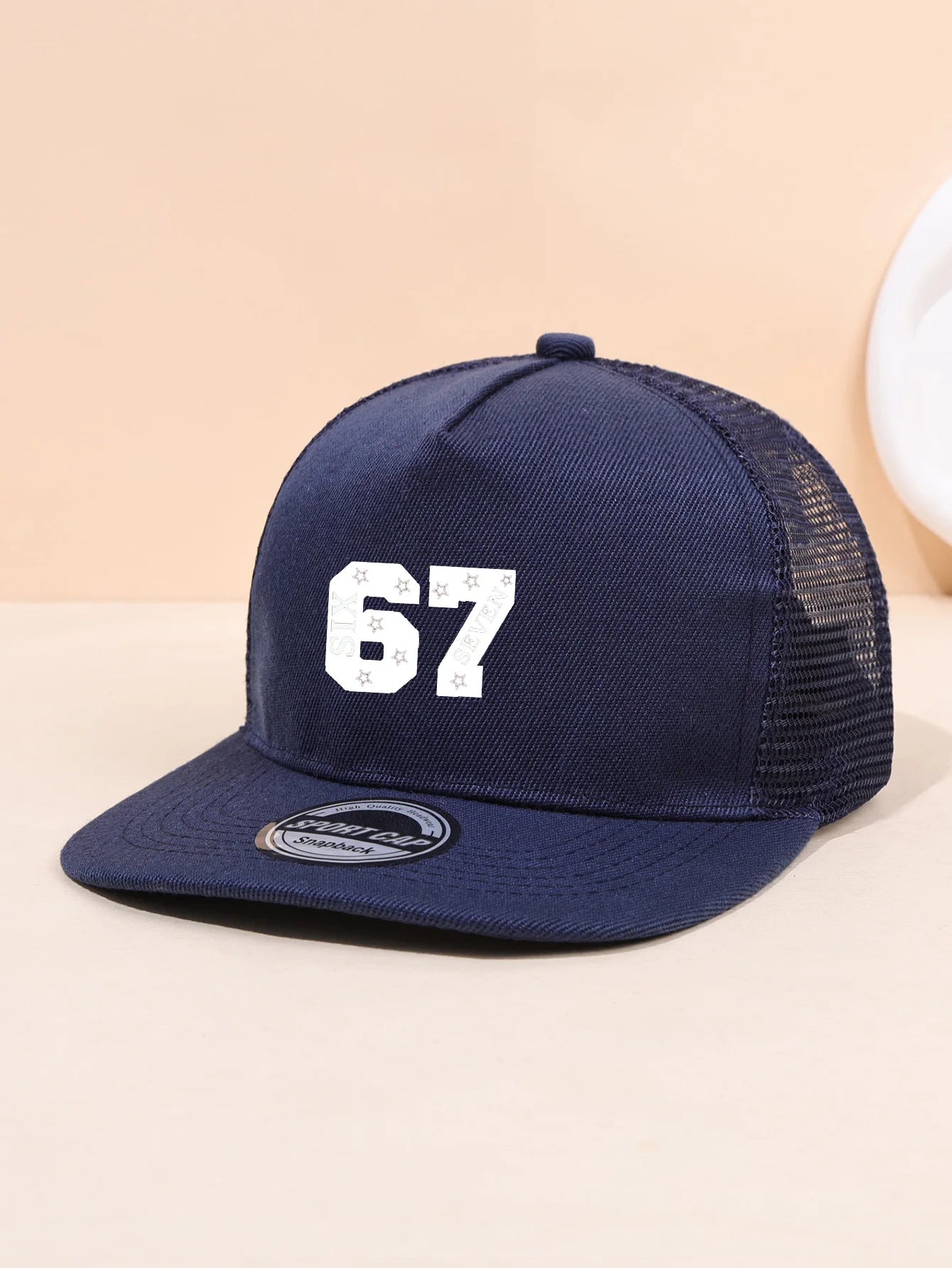 67 Star Embroidered Mesh Snapback Cap