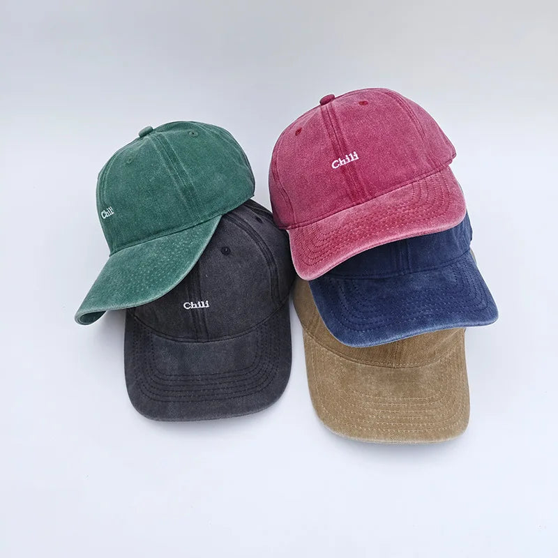 Soft Top Embroidered Letter Retro Baseball Cap