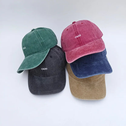Soft Top Embroidered Letter Retro Baseball Cap