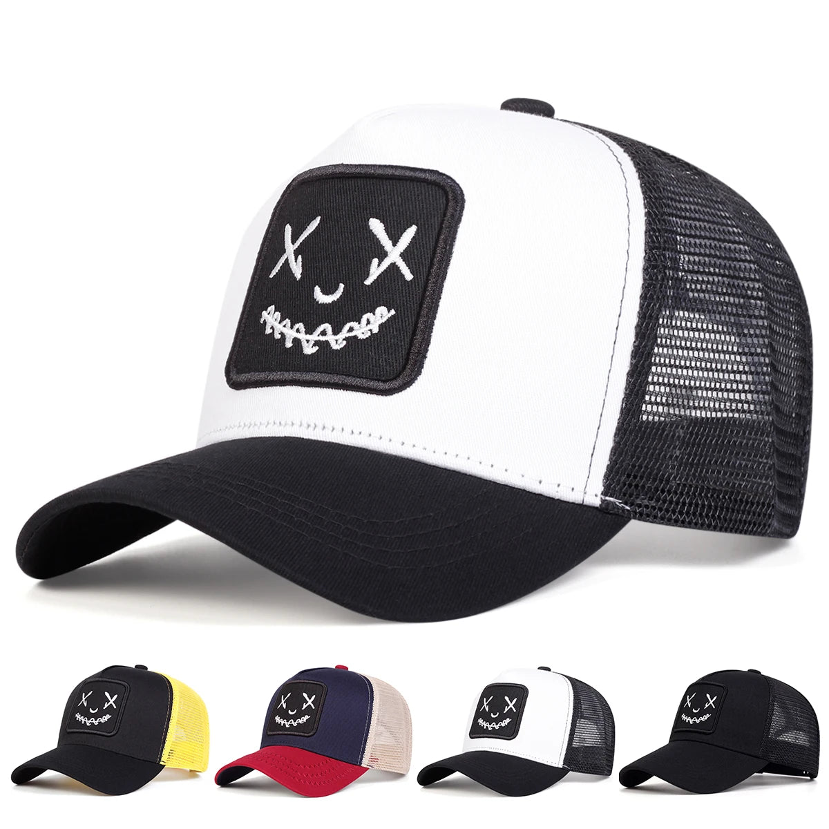 Unisex Smiling Face Embroidery Adjustable Baseball Cap
