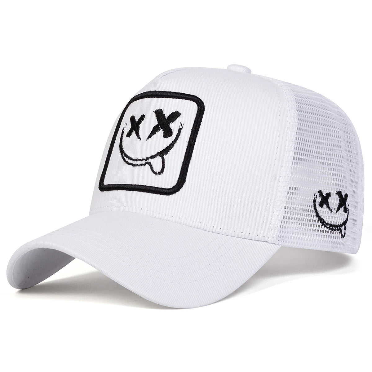 XX Smiling Face Embroidered Mesh Baseball Cap