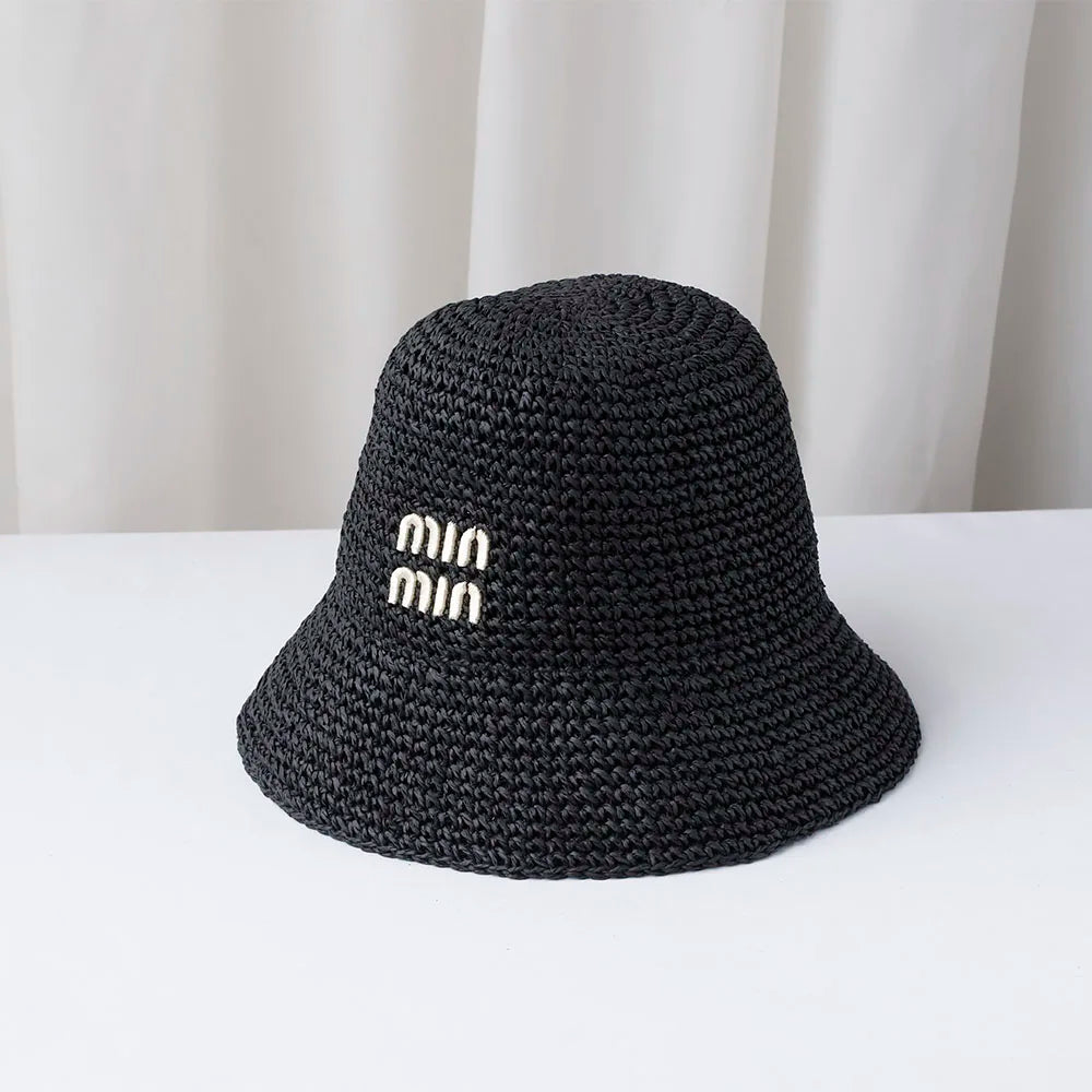 Y2K Korean Straw Handwoven Summer Bucket Hat