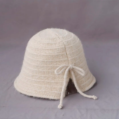 Women’s Wool Knit Bow Winter Bucket Hat