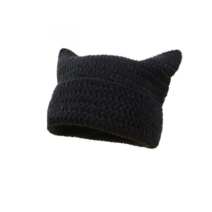 Striped Knit Cat Ears Bucket Hat