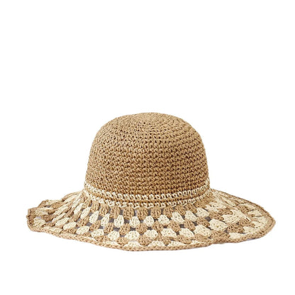 Womens Rainbow Contrast Straw Summer Bucket Hat