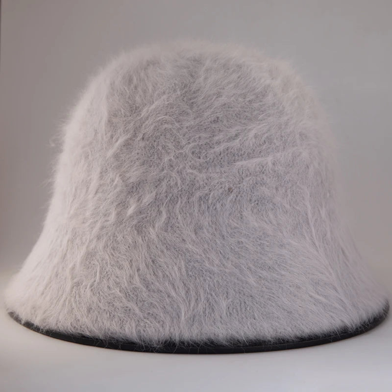 Faux Fur Plush Cloche Bucket Hat