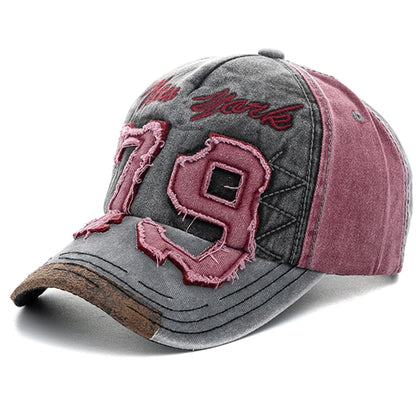 Letter Embroidered Washed Cotton Adjustable Baseball Hat