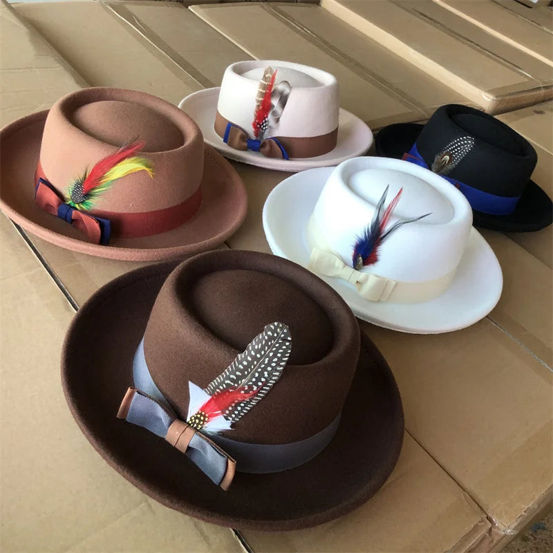 Men Women Autumn Winter Pork Pie Fedora Jazz Hat