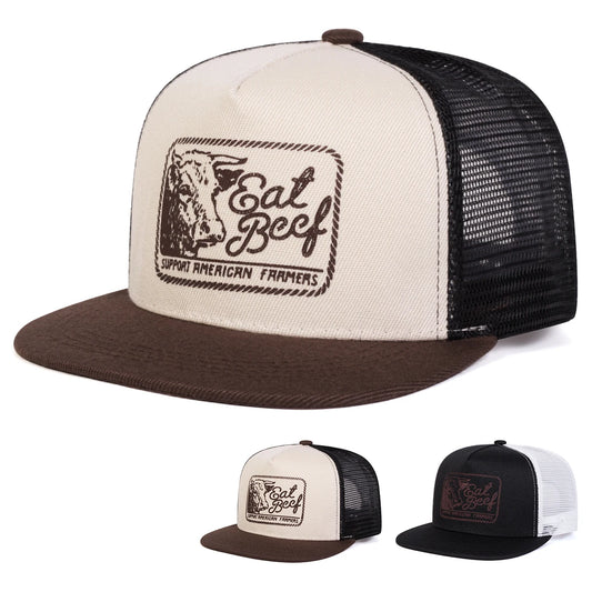 Unisex EAT BEEF Letter Embroidery Hip-hop Net Hats