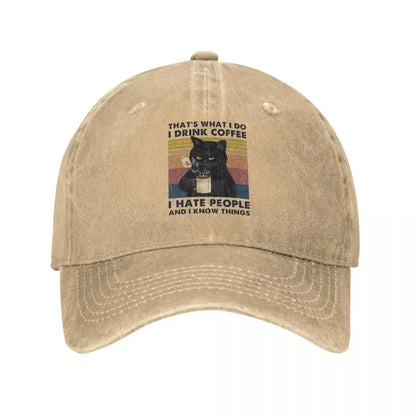 Vintage Wash I Drink Coffee Hate People Baseball Cap