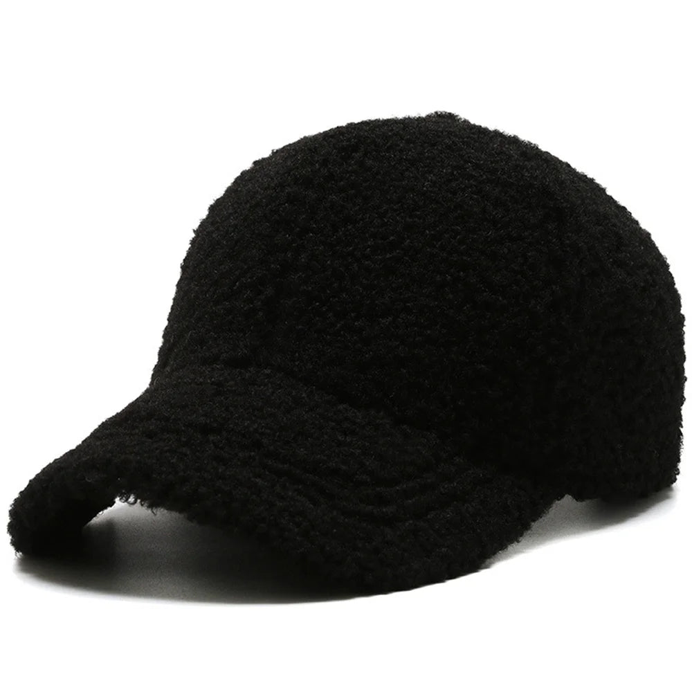 Autumn Winter Lamb Wool Plush Baseball Cap