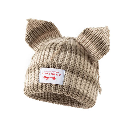 Y2K Cute Ear Warm Knit Bucket Hat