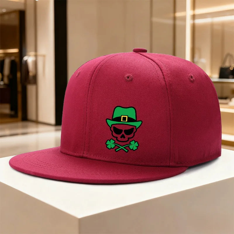 Skull Leprechaun Shamrock Print Casual Snapback Cap