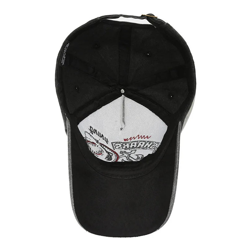 Unisex SHARKS Embroidered Washed Cotton Baseball Cap