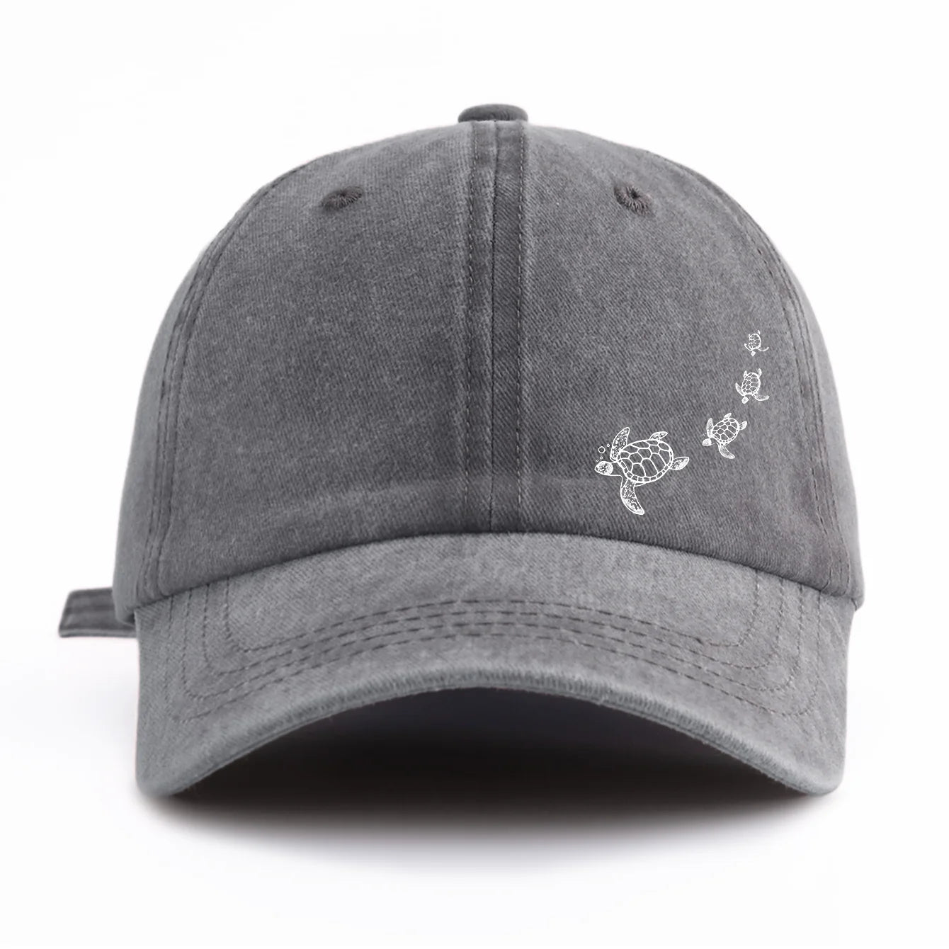 Turtle Print Minimalist Retro Washed Baseball Cap