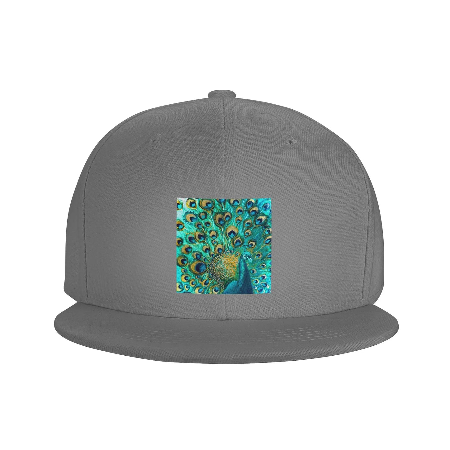 Colorized Aqua Peacock Feather Pattern Snapback Cap