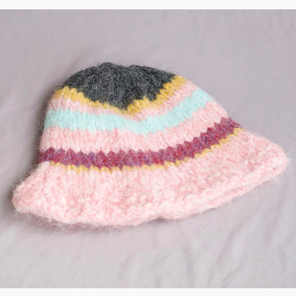 Korean Crochet Flower Winter Bucket Hat