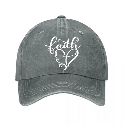 Vintage Faith Heart Washed Cotton Family Baseball Cap