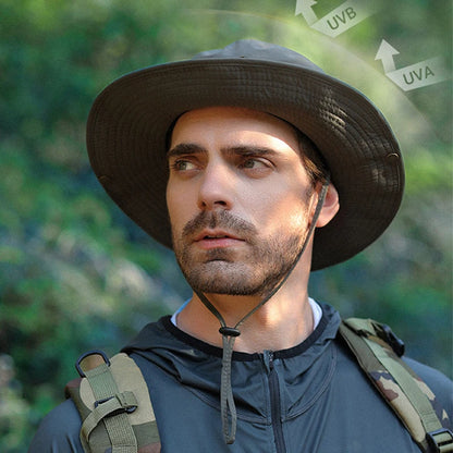 Men Waterproof Leather Chain Bucket Hat