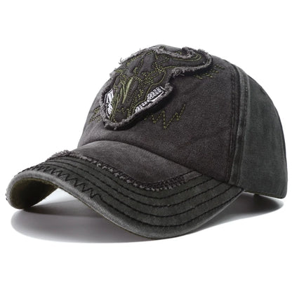 Vintage Bull Head Embroidery Snapback Baseball Cap