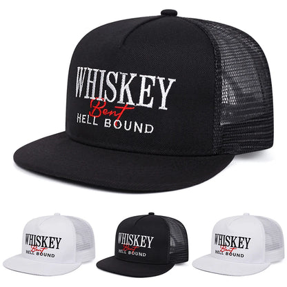 WHISKEY Embroidery Simple Mesh Snapback Cap 2025