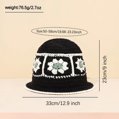 Korean Crochet Flower Knit Bucket Hat