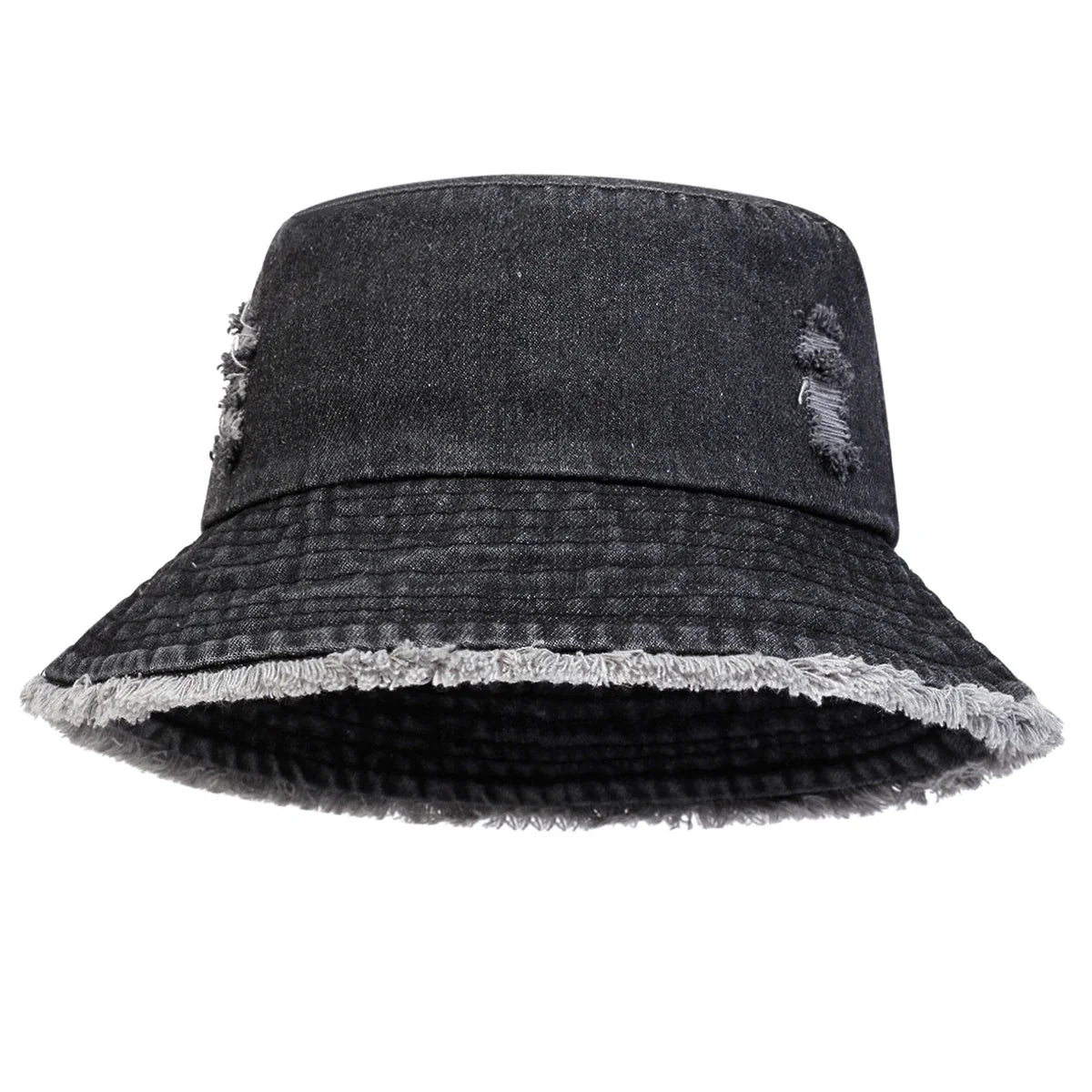 Unisex Solid Color Distressed Cowboy Bucket Hats