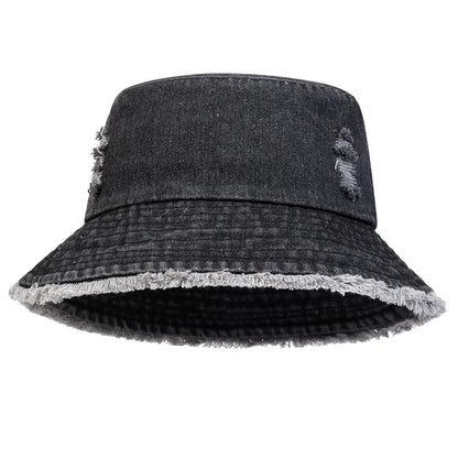 Unisex Solid Color Distressed Cowboy Bucket Hats