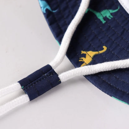 Kids Dinosaur Wide Brim Cotton Sun Bucket Hat