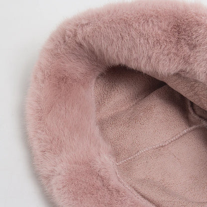 Faux Fur Bucket Hat Women Autumn Winter