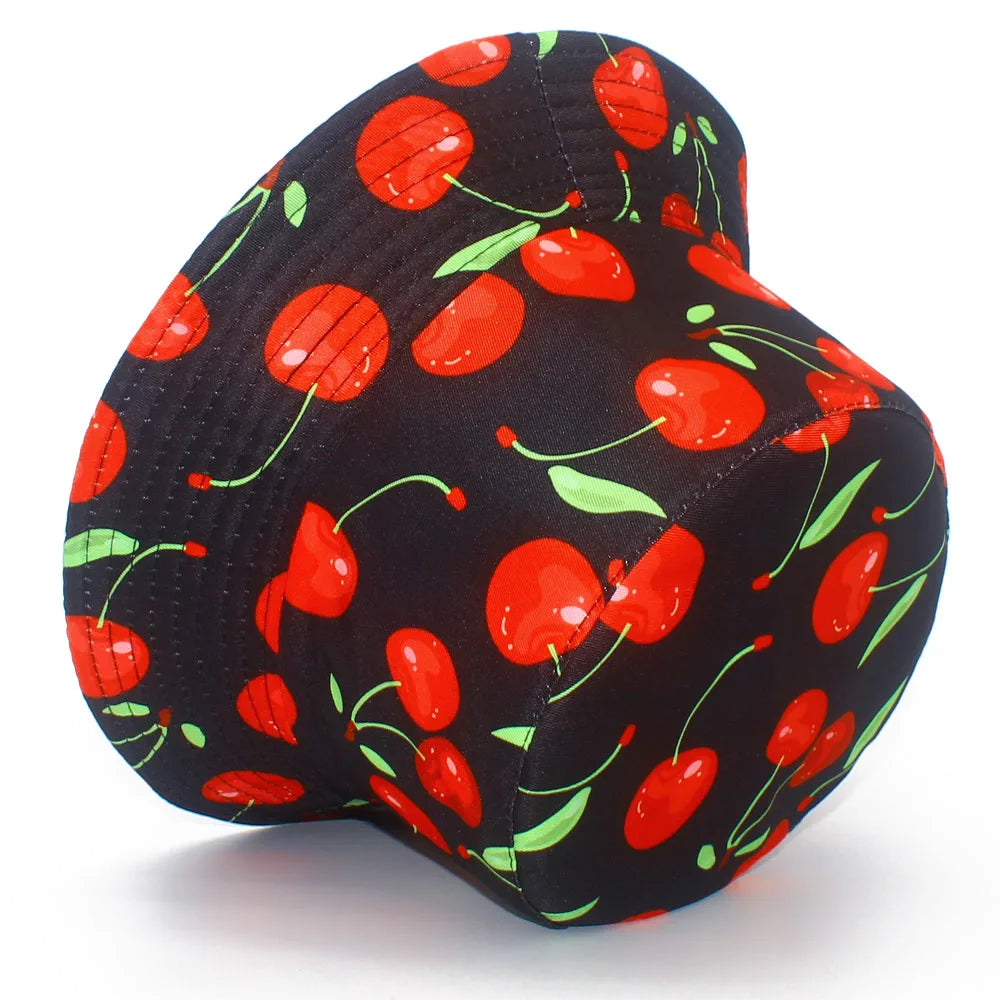 Reversible Cherry Print Unisex Bucket Hat