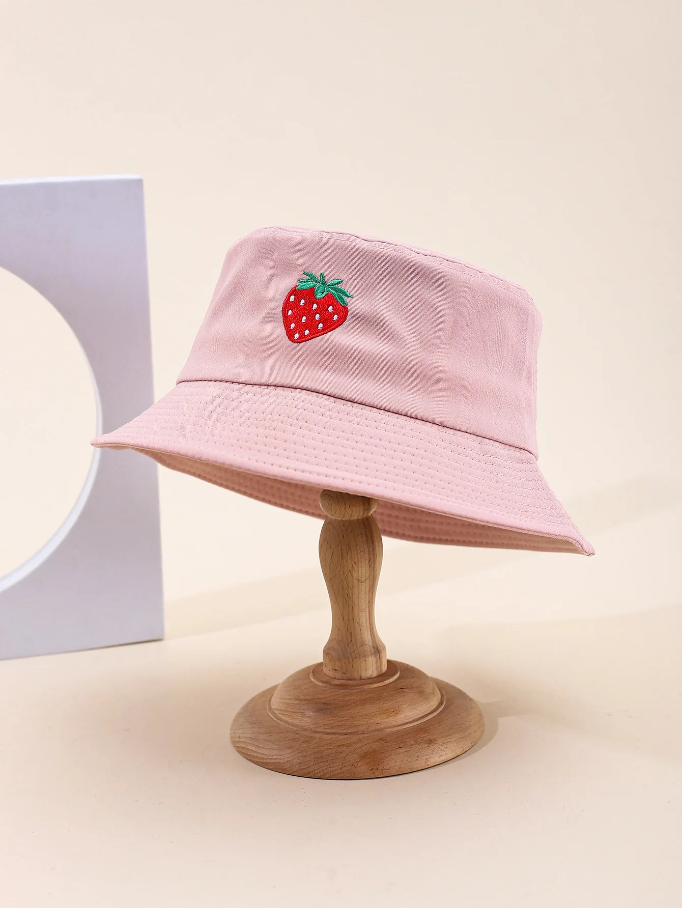 Cute Strawberry Embroidered Summer Bucket Hat