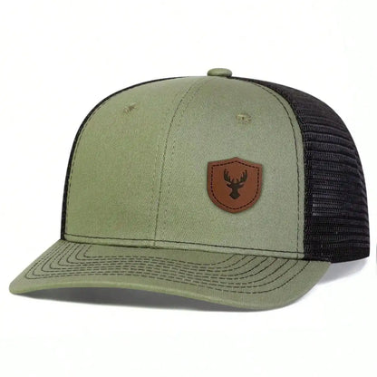 Unisex Deer Antlers Leather Label Baseball Net Caps