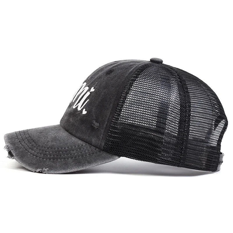 Unisex Mimi Gigi Embroidery Wash Baseball Net Caps