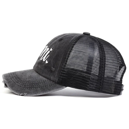 Unisex Mimi Gigi Embroidery Wash Baseball Net Caps
