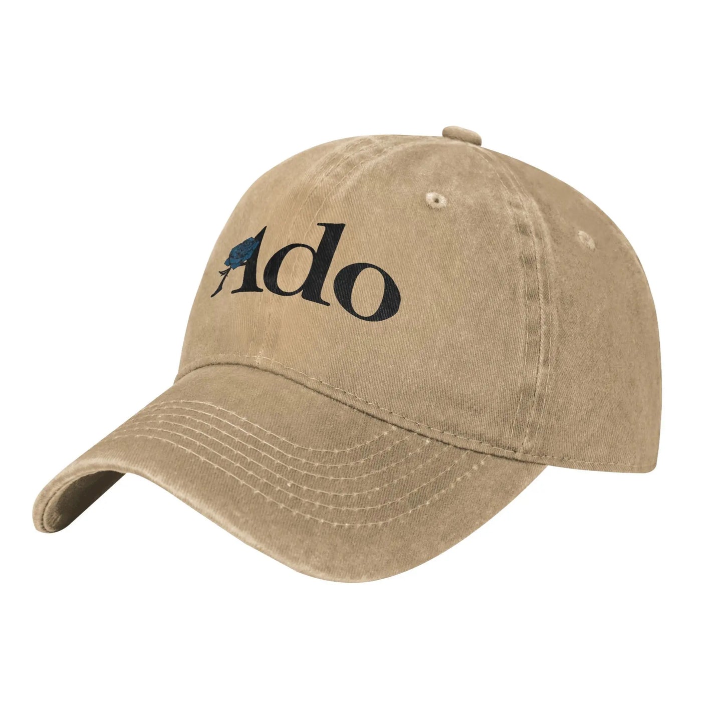 Ado Text Blue Rose Distressed Baseball Cap